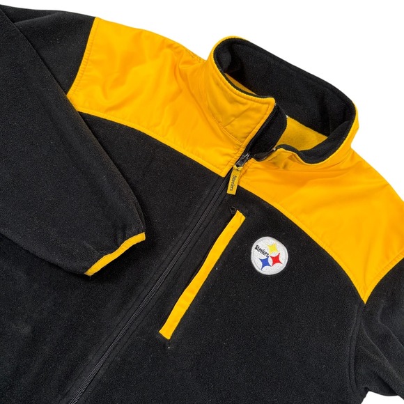 Vintage NFL Pittsburgh Steelers Black Yellow Embroidered Fleece Jacket‎ Size L - Picture 1 of 7